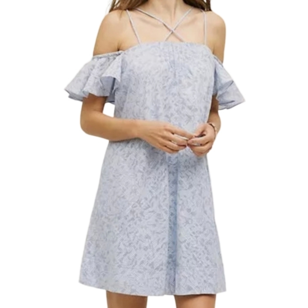 Anthropologie Strappy Flutter Sleeve Striped Dress